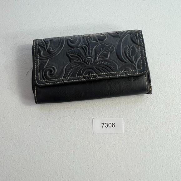 BOC Born Concept Wallet Clutch Womens Blue Tooled Leather Floral Multipockets - Picture 9 of 9